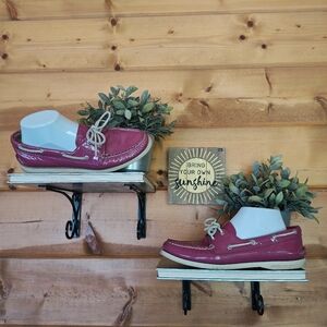 Sperry Top-Sider 9294489 Raspberry Pink Patent Leather Boat Shoes Moc Toe Sz 9 M